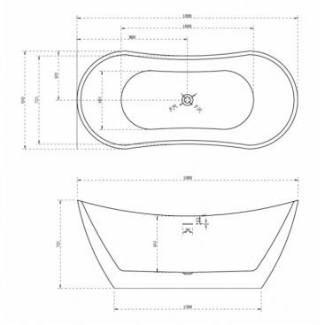 Акриловая ванна Abber AB9322 180x80 см, отдельностоящая, овальная, с каркасом, со сливом-переливом