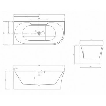 Ванна Abber AB9335 170x78 левосторонняя