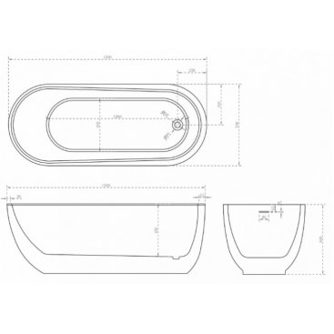 Акриловая ванна Abber AB9341-1.5 150x70 см, отдельностоящая, овальная, с каркасом, со сливом-переливом