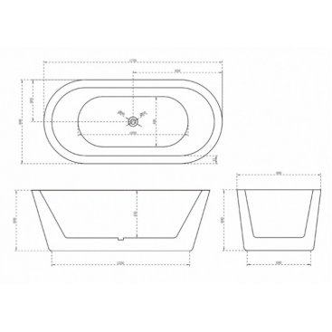 Акриловая ванна Abber AB9345-1.7 170x80 см, отдельностоящая, овальная, с каркасом, со сливом-переливом