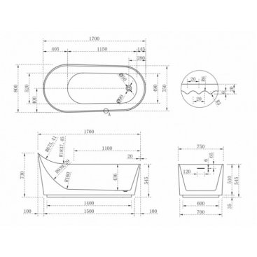 Акриловая ванна ABBER AB9445MW 170x80 см белая матовая