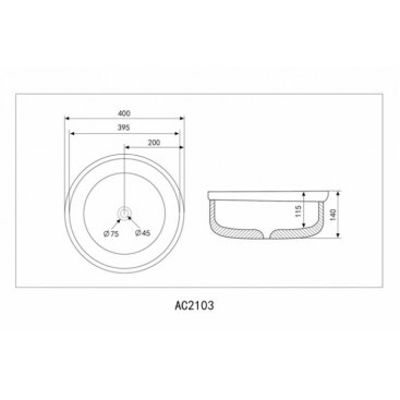 Раковина Abber Bequem AC2103 черная 40 см