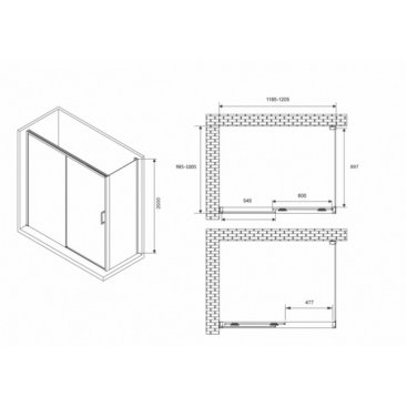 Душевой уголок Abber Komfort AG93120B-S102B 120x100