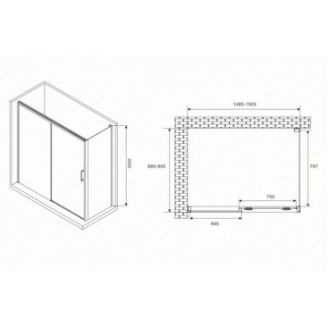 Душевой уголок Abber Komfort AG93150B-S92B 150x90