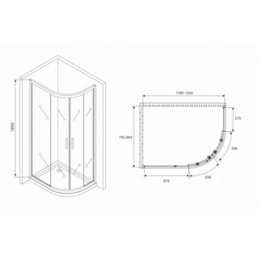 Душевой уголок Abber Schwarzer Diamant AG01128M 120x80