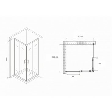 Душевой уголок Abber Schwarzer Diamant AG02080B5 80x80