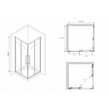 Душевой уголок Abber Schwarzer Diamant AG02080BDTH 80x80