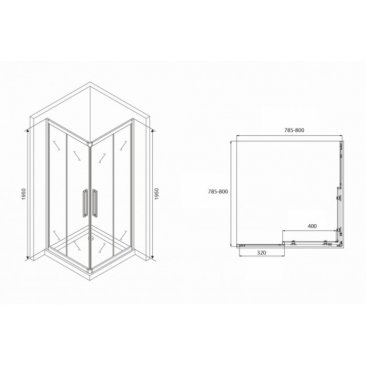 Душевой уголок Abber Schwarzer Diamant AG02080BH 80x80