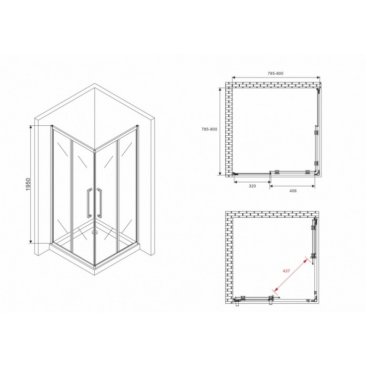 Душевой уголок Abber Schwarzer Diamant AG02080BMH 80x80