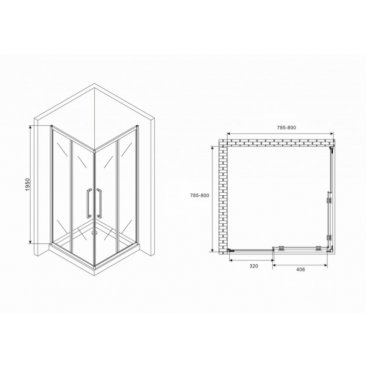 Душевой уголок Abber Schwarzer Diamant AG02080H 80x80