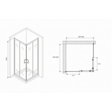 Душевой уголок Abber Schwarzer Diamant AG02090B5 90x90