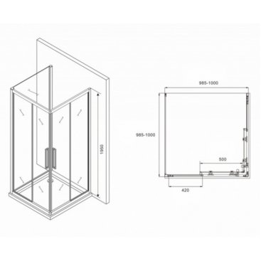 Душевой уголок Abber Schwarzer Diamant AG02100BH-S100B 100x100