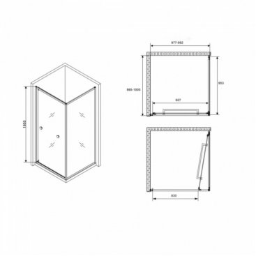 Душевой уголок Abber Schwarzer Diamant AG0A100B 100x100