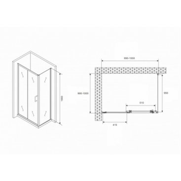 Душевой уголок Abber Schwarzer Diamant AG301005-S1005 100x100