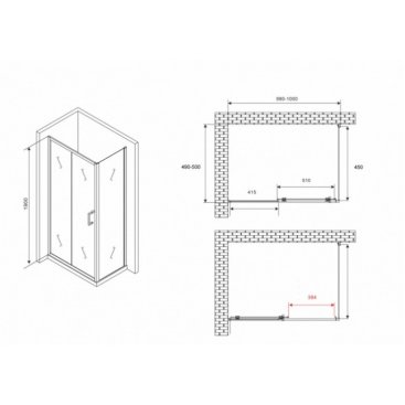 Душевой уголок Abber Schwarzer Diamant AG301005-S505 100x50