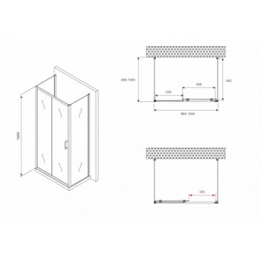 Душевой уголок Abber Schwarzer Diamant AG30100BH-S100B-S100B 100x100