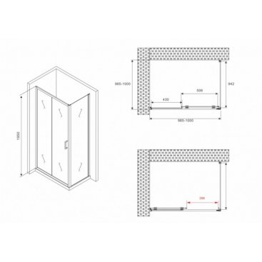 Душевой уголок Abber Schwarzer Diamant AG30100BH-S100B 100x100