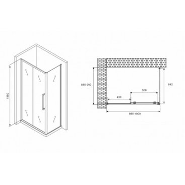 Душевой уголок Abber Schwarzer Diamant AG30100MH-S100M 100x100