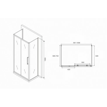 Душевой уголок Abber Schwarzer Diamant AG30100MH-S70M-S70M 100x70