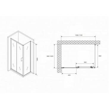 Душевой уголок Abber Schwarzer Diamant AG301105-S1005 110x100