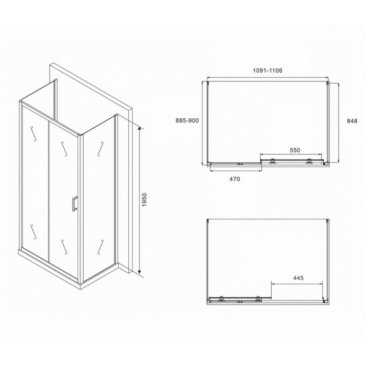 Душевой уголок Abber Schwarzer Diamant AG30110B-S90B-S90B 110x90