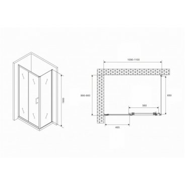 Душевой уголок Abber Schwarzer Diamant AG30110B5-S90B5 110x90