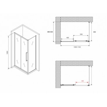 Душевой уголок Abber Schwarzer Diamant AG30110BH-S50B 110x50