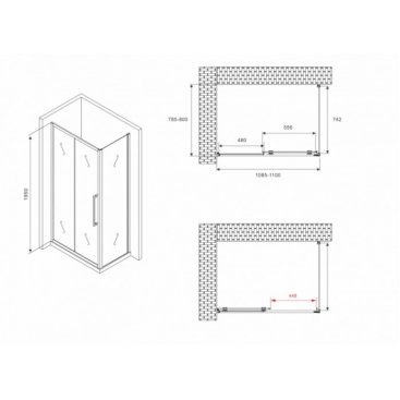 Душевой уголок Abber Schwarzer Diamant AG30110BH-S80B 110x80