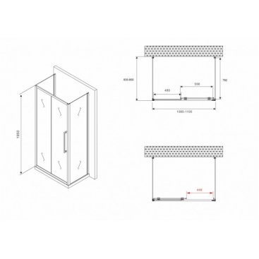 Душевой уголок Abber Schwarzer Diamant AG30110BH-S85B-S85B 110x85