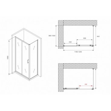 Душевой уголок Abber Schwarzer Diamant AG30120B-S100B 120x100