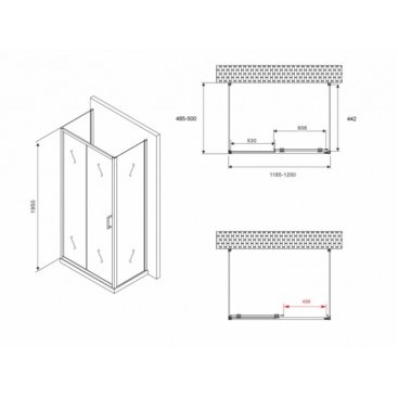 Душевой уголок Abber Schwarzer Diamant AG30120B-S50B-S50B 120x50