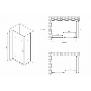 Душевой уголок Abber Schwarzer Diamant AG30120B-S80B 120x80