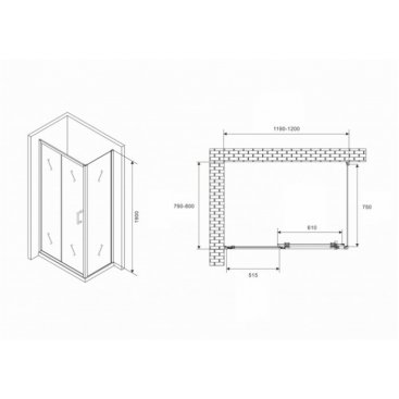 Душевой уголок Abber Schwarzer Diamant AG30120B5-S80B5 120x80