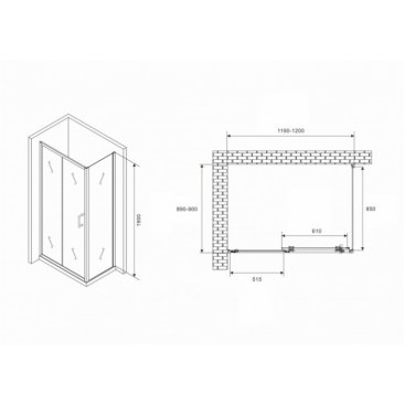 Душевой уголок Abber Schwarzer Diamant AG30120B5-S90B5 120x90