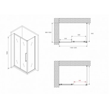 Душевой уголок Abber Schwarzer Diamant AG30120BH-S100B 120x100