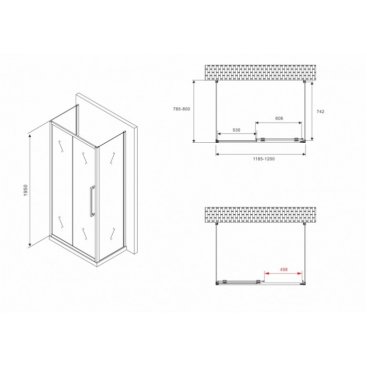 Душевой уголок Abber Schwarzer Diamant AG30120BH-S80B-S80B 120x80