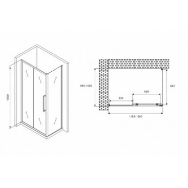 Душевой уголок Abber Schwarzer Diamant AG30120MH-S100M 120x100