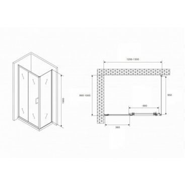 Душевой уголок Abber Schwarzer Diamant AG301305-S1005 130x100