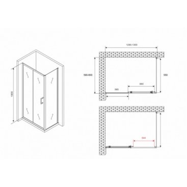 Душевой уголок Abber Schwarzer Diamant AG301305-S605 130x60