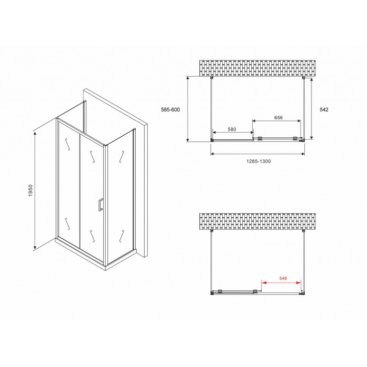 Душевой уголок Abber Schwarzer Diamant AG30130B-S60B-S60B 130x60