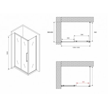 Душевой уголок Abber Schwarzer Diamant AG30130BH-S60B 130x60