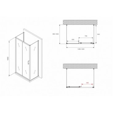 Душевой уголок Abber Schwarzer Diamant AG30140B-S100B-S100B 140x100