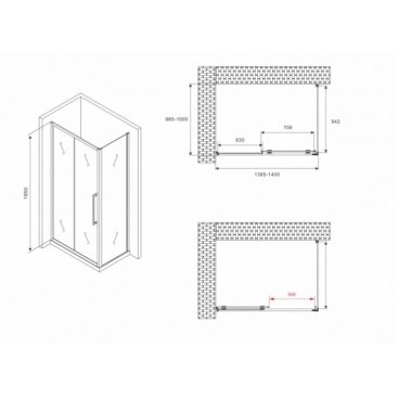 Душевой уголок Abber Schwarzer Diamant AG30140BH-S100B 140x100