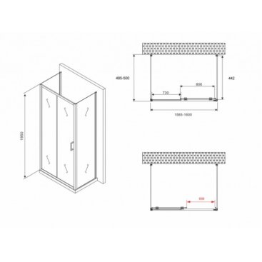 Душевой уголок Abber Schwarzer Diamant AG30160B-S50B-S50B 160x50