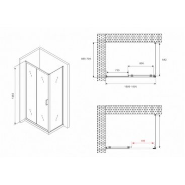 Душевой уголок Abber Schwarzer Diamant AG30160B-S70B 160x70