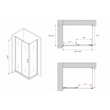 Душевой уголок Abber Schwarzer Diamant AG30160B-S90B 160x90