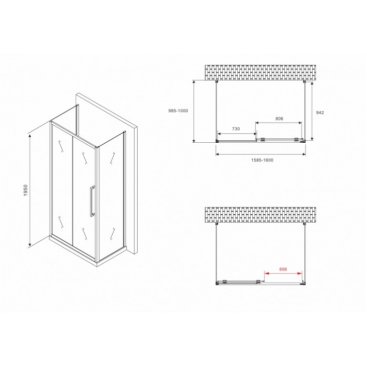 Душевой уголок Abber Schwarzer Diamant AG30160BMH-S100BM-S100BM 160x100