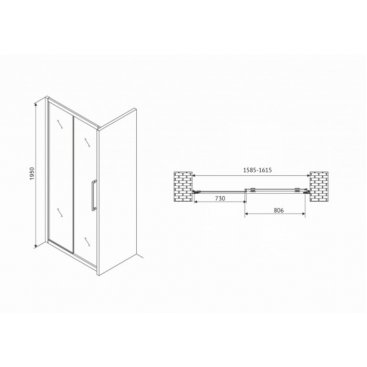 Душевая дверь Abber Schwarzer Diamant AG30160H 160 см