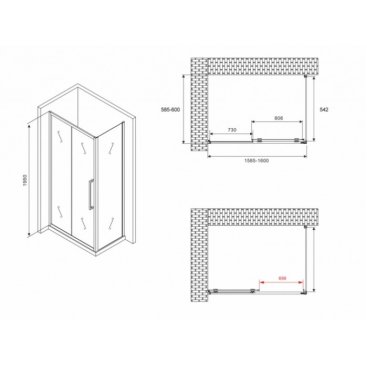 Душевой уголок Abber Schwarzer Diamant AG30160MH-S60M 160x60