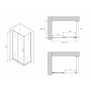 Душевой уголок Abber Schwarzer Diamant AG30170B-S70B 170x70